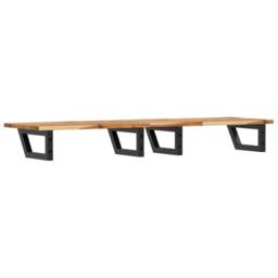 Berkfield Home Basin Shelf Wall Mounted Steel & Solid Wood Acacia in Brown - thumbnail 6