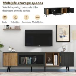 ModernLuxe Modern TV cabinet with pull-down glass doors & storage in Grey - thumbnail 7