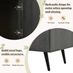 ModernLuxe Modern TV cabinet with pull-down glass doors & storage in Grey - thumbnail 8