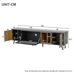 ModernLuxe Modern TV cabinet with pull-down glass doors & storage in Grey - thumbnail 5