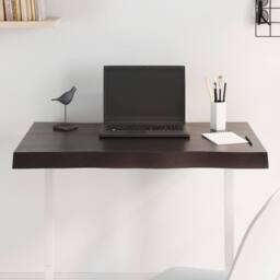 Berkfield Home Table Top Dark Grey 80x40x(2-6) cm Treated Solid Wood Live Edge in Dark Brown - thumbnail 2