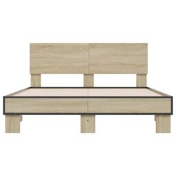 Berkfield Home Bed Frame without Mattress Sonoma Oak 140x190 cm in Brown - thumbnail 4