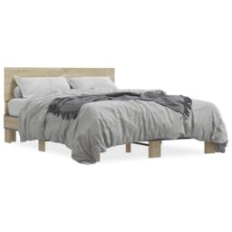 Berkfield Home Bed Frame without Mattress Sonoma Oak 140x190 cm in Brown - thumbnail 2