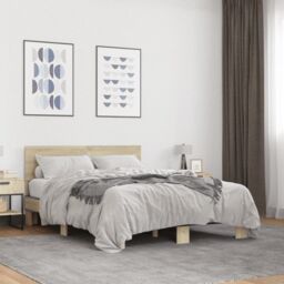 Berkfield Home Bed Frame without Mattress Sonoma Oak 140x190 cm in Brown - thumbnail 1