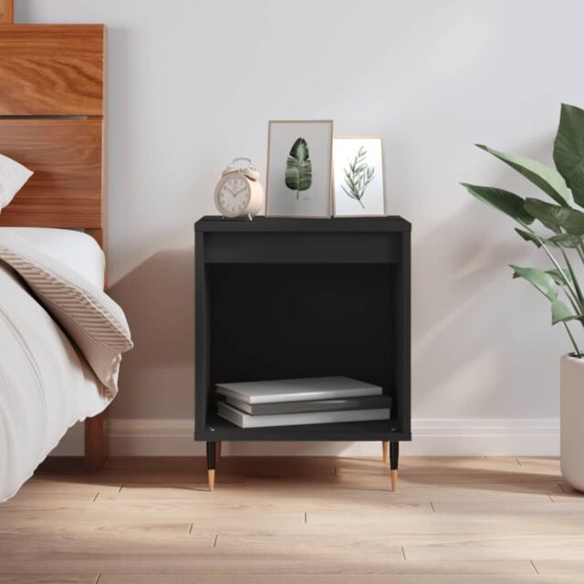 Berkfield Home Bedside Cabinet Black 40x35x50 cm Engineered Wood - Size: 40 x 35 x 50 cm - image 1