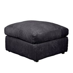 LUXURY LIFE Collingdale Jumbo Cord Fabric Footstool in Black - thumbnail 2