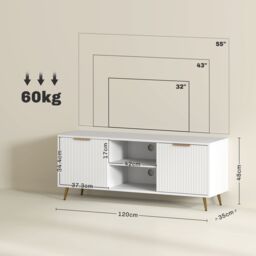 HOMCOM Modern TV Stand Cabinet with Storage for Living Room, White - thumbnail 3