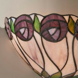 Loops Tiffany Glass Wall Light Cream & Mackintosh Rose Shade Interior Sconce i00248 in Clear - thumbnail 3