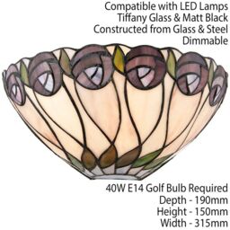 Loops Tiffany Glass Wall Light Cream & Mackintosh Rose Shade Interior Sconce i00248 in Clear - thumbnail 2