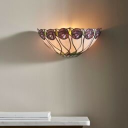 Loops Tiffany Glass Wall Light Cream & Mackintosh Rose Shade Interior Sconce i00248 in Clear - thumbnail 5