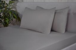Smart Living Brushed Cotton Bed Linen Fitted Bedsheet or Pillowcase Pair Non Iron in Silver - Size: Super King - thumbnail 1