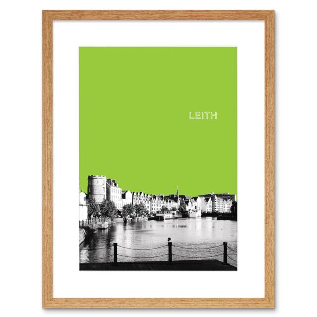 "Artery8 Wall Art Print Leith Shore Edinburgh Scotland Scottish Landmark West View Green Artwork Framed 9X7 Inch in Beige - Size: W7"" x H9""" - image 1