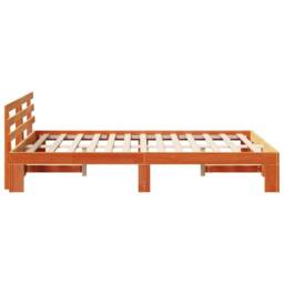 Berkfield Home Pine Wood Bed Frame Wax brown Solid wood 140 x 190 cm - thumbnail 6