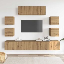 Berkfield Home 7 Piece TV Cabinet Set Wall-mounted Artisan Oak Engineered Wood - thumbnail 3