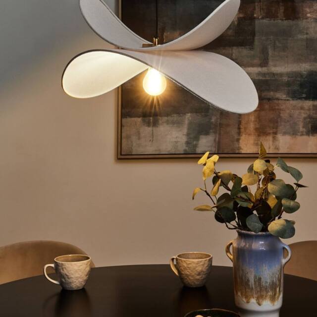 Wyld and Coco 105cm Open-Bulb Pendant Light - Light Grey Linen - image 1