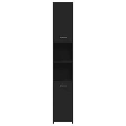 Berkfield Home Sturdy Bathroom Cabinet Black 30x30x183.5 cm Engineered Wood - thumbnail 6