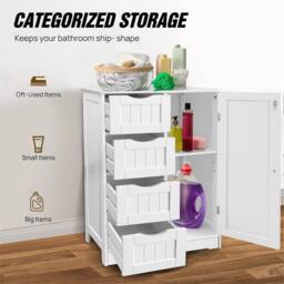 Nordara Free Standing 1 Door Bathroom Storage Unit 4 Drawers in White - thumbnail 5