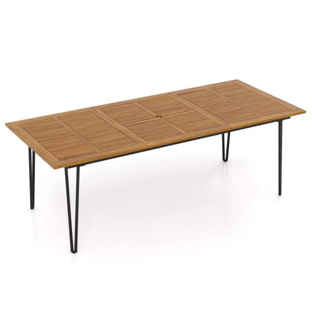 Costway 220 x 95cm Patio Dining Table Indoor & Outdoor Dining Table in Natural - Size: 220 x 95 cm - image 1