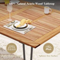 Costway 220 x 95cm Patio Dining Table Indoor & Outdoor Dining Table in Natural - Size: 220 x 95 cm - thumbnail 7