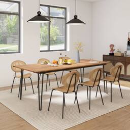 Costway 220 x 95cm Patio Dining Table Indoor & Outdoor Dining Table in Natural - Size: 220 x 95 cm - thumbnail 6