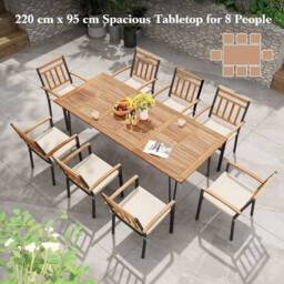 Costway 220 x 95cm Patio Dining Table Indoor & Outdoor Dining Table in Natural - Size: 220 x 95 cm - thumbnail 8