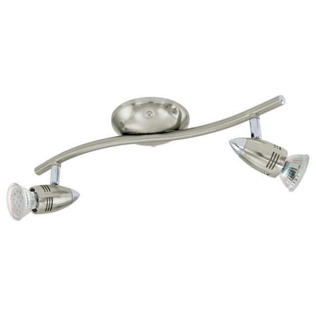 Loops Flush Ceiling Light Colour Satin Nickel Chrome Shade Bulb GU10 2x3W Included in Metallics - image 1