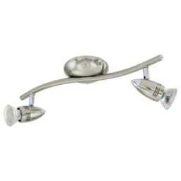 Loops Flush Ceiling Light Colour Satin Nickel Chrome Shade Bulb GU10 2x3W Included in Metallics - thumbnail 1