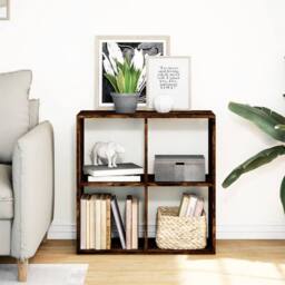 Berkfield Home Room Divider Bookcase Smoked Oak 69.5x29x69.5 cm Engineered Wood in Brown - thumbnail 3