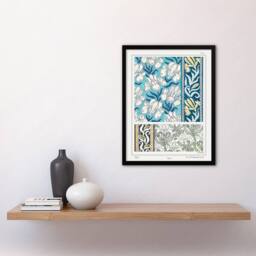 Artery8 Maurice Pillard Verneuil Framed Wall Art Print Iris Flower Ornamental in Blue - Size: A4 - thumbnail 2