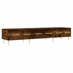 Berkfield Home TV Cabinet Smoked Oak 150x36x30 cm Engineered Wood in Brown - Size: 150 x 36 x 30 cm - thumbnail 2