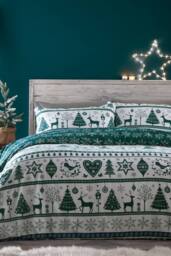 Portfolio Home Noel Christmas Duvet Cover Set in Teal - Size: Single - thumbnail 1