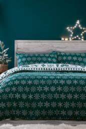 Portfolio Home Noel Christmas Duvet Cover Set in Teal - Size: Single - thumbnail 2