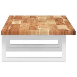 Berkfield Home Elegant Basin Shelf Wall Mounted Steel & Solid Wood Acacia in Brown - thumbnail 5