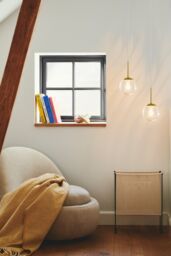Nordlux Vintage Indoor Pendant Light Brass Metal E14 Swirl Glass - Mains Powered, IP20 in Gold - thumbnail 6