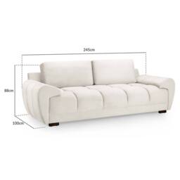 Furnishings For Less UK Zura Cream Fabric Large 3 Seater Sofa Pillow Back Wooden Legs - thumbnail 4