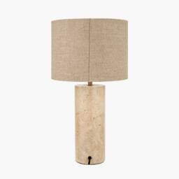 Ruma Limestone Cylinder Table Lamp with Hessian Shade in Natural - thumbnail 3