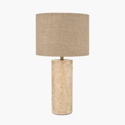 Ruma Limestone Cylinder Table Lamp with Hessian Shade in Natural - thumbnail 2