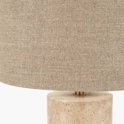 Ruma Limestone Cylinder Table Lamp with Hessian Shade in Natural - thumbnail 4