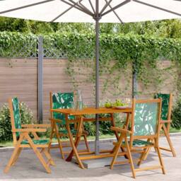 Berkfield Home Reclining Garden Chairs 4 pcs Green Fabric & Solid Wood - thumbnail 2