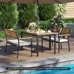 Gymax Set of 4 Patio Dining Set 4 PCS Outdoor Wood Metal Furniture-White in White - thumbnail 4