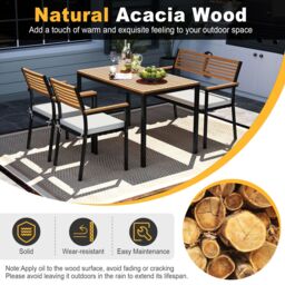 Gymax Set of 4 Patio Dining Set 4 PCS Outdoor Wood Metal Furniture-White in White - thumbnail 7