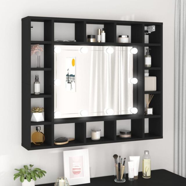 Berkfield Home LED Mirror Cabinet Black 91x15x76.5 cm - image 1