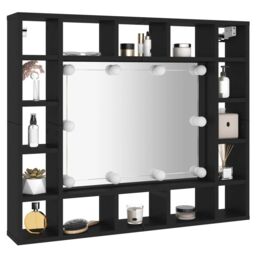 Berkfield Home LED Mirror Cabinet Black 91x15x76.5 cm - thumbnail 5