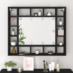 Berkfield Home LED Mirror Cabinet Black 91x15x76.5 cm - thumbnail 4