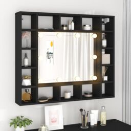Berkfield Home LED Mirror Cabinet Black 91x15x76.5 cm - thumbnail 3