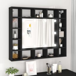 Berkfield Home LED Mirror Cabinet Black 91x15x76.5 cm - thumbnail 1
