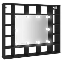 Berkfield Home LED Mirror Cabinet Black 91x15x76.5 cm - thumbnail 2