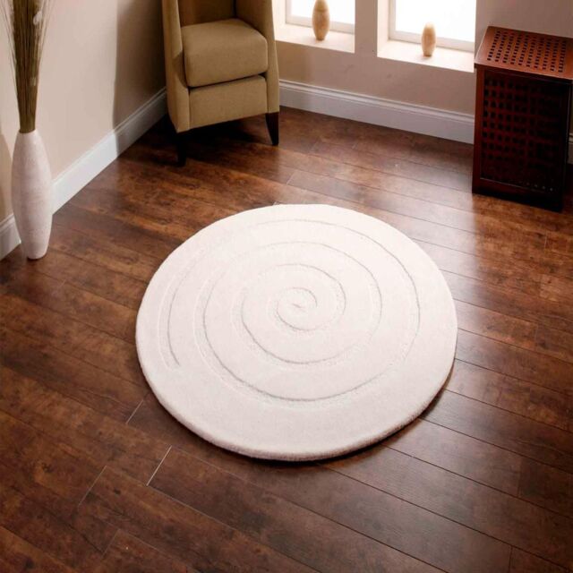 The Rug Shop UK Cream Handmade Luxurious Easy to clean Geometric Circle Rug - Size: 180 cm diameter - image 1