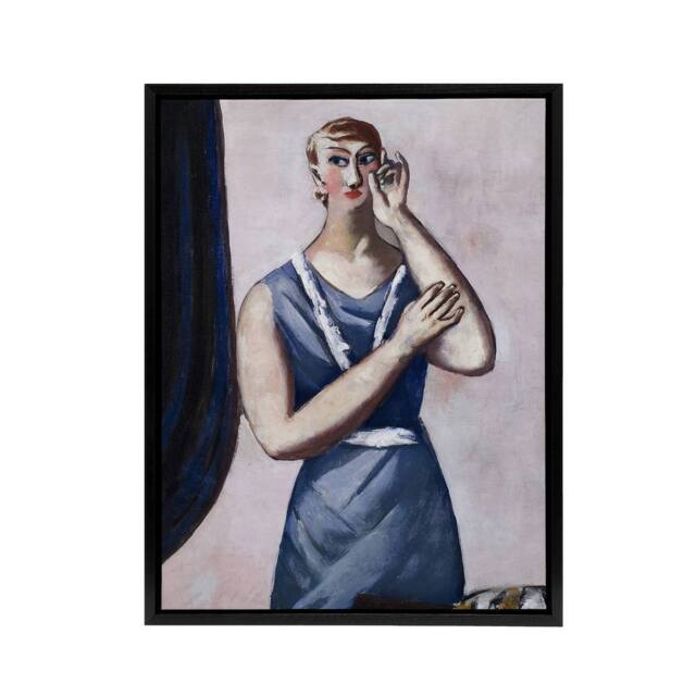 "Artery8 Valentine Tessier Portrait Painting Beckmann Black Framed Canvas Art in Pink - Size: W12"" x H16""" - image 1
