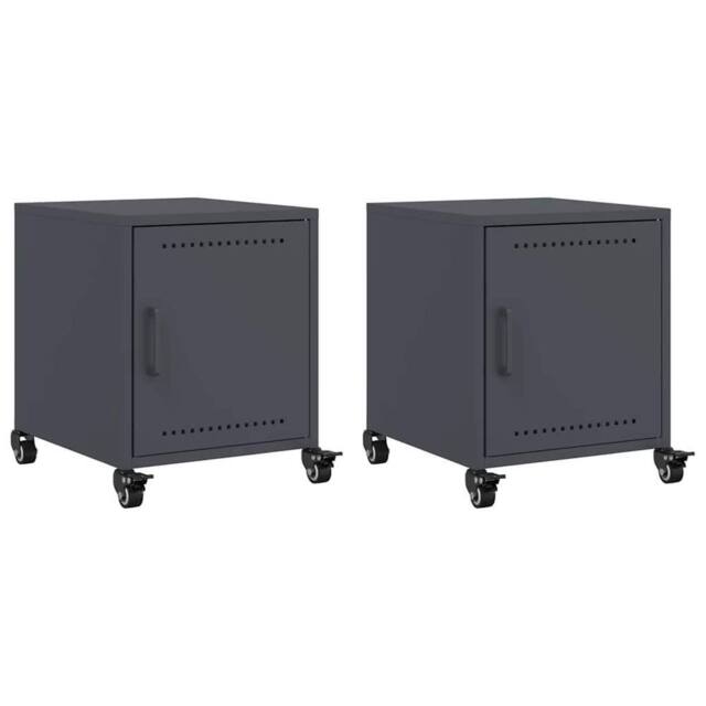 Berkfield Home Bedside Cabinets 2 pcs Anthracite 36x39x43.5 cm Steel in Dark Grey - image 1